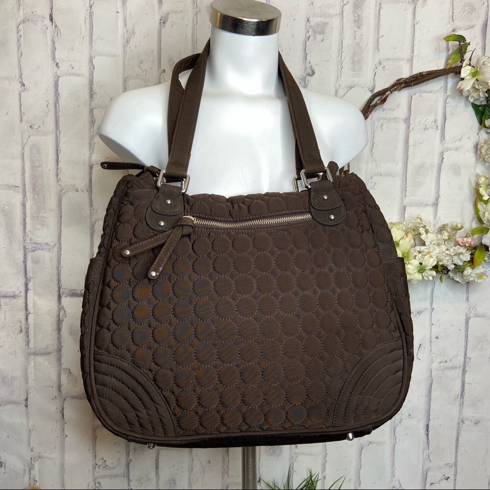 Vera Bradley Brown Quilted Tote 13"x16"